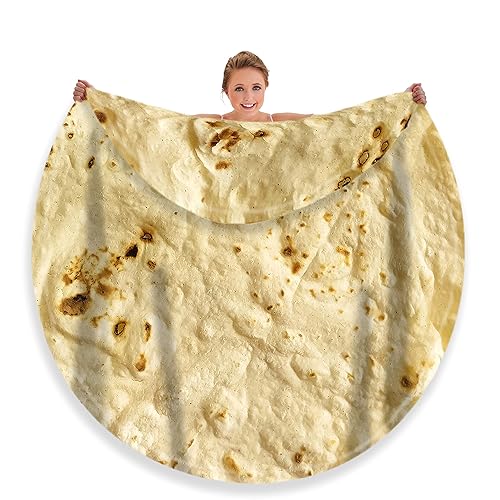 Moonysweet Tortilla Blanket for Adults & Kids - Double Sided Funny Realistic Throw Blanket, 71 Inches - 71 inches - Beige