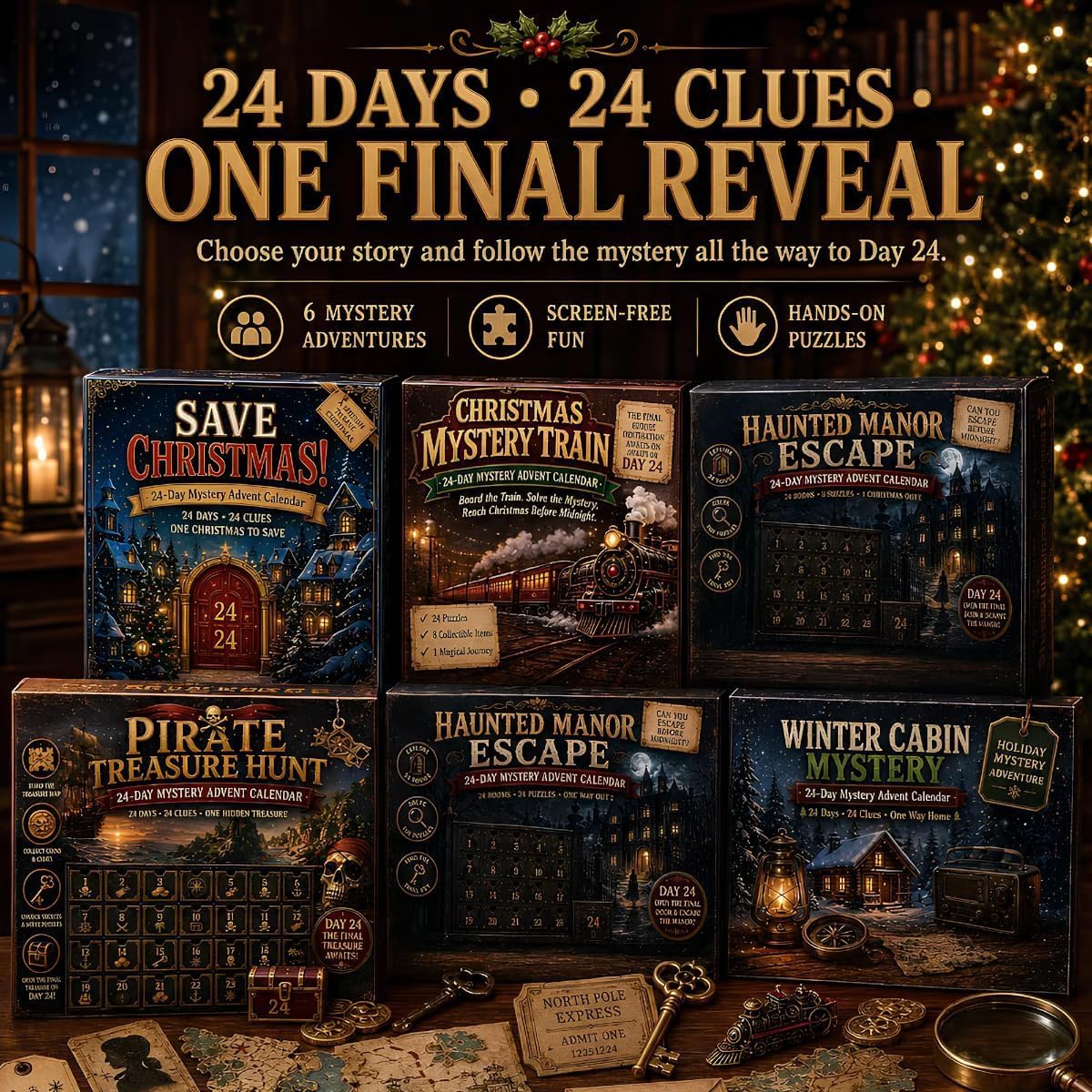 Calendario dell'Avvento misterioso, puzzle di Natale, regalo per feste di