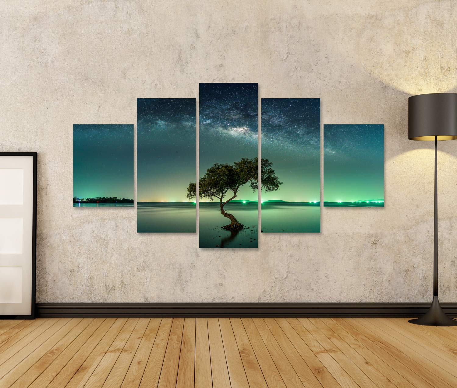 islandburner Cuadro sobre lienzo Paisaje con Vía Láctea Galaxia Cielo nocturno con estrellas Cuadros Impresiones Imágenes Mural Decoración de pared