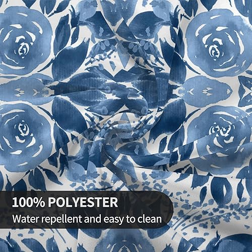 Miniatura 3 de Mantel redondo de 60 pulgadas, mantel redondo floral de primavera, resistente a las manchas, repelente al agua y sin arrugas, mantel de flores