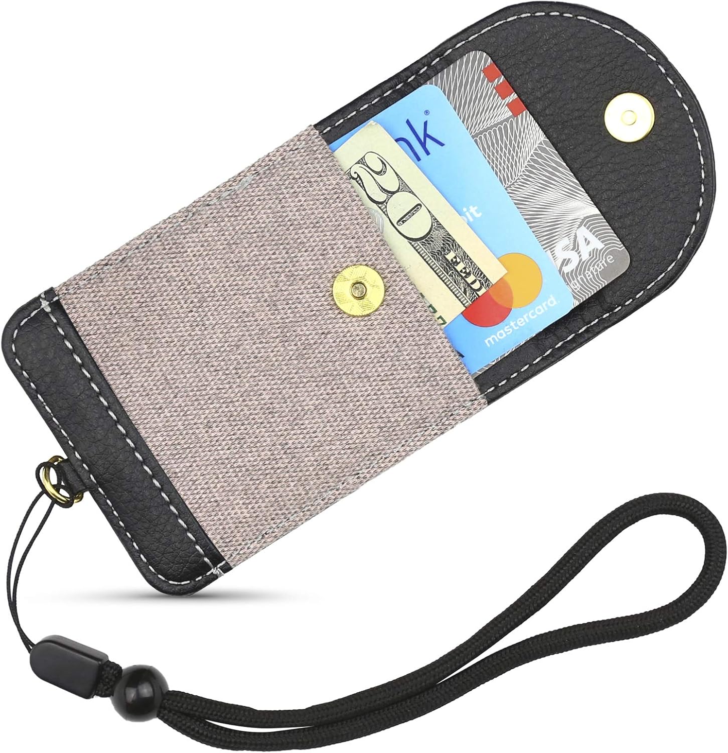 Cell Phone Wallet for Back of Phone with Wrist Strap, Stick On Wallet Credit Card ID Holder with RFID Protection Compatible with iPhone, Galaxy & Most Smartphones and Cases - Image 2