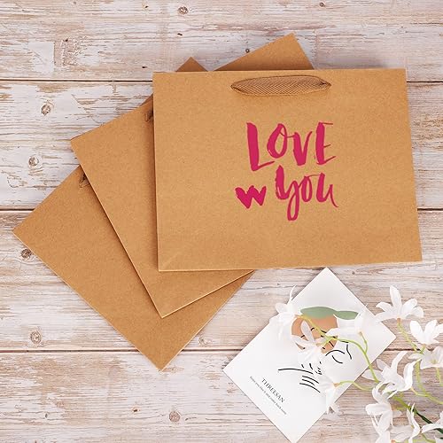 Miniatura 4 de EUSOAR Bolsas de papel de estraza para regalo, 55 unidades, 3 tamaños, reutilizables, resistentes, resistentes, resistentes, con asas, a granel,