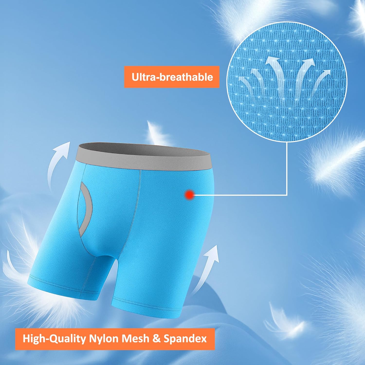 6 Pcs Boys Performance Boxer Briefs –Youth Mesh Breathable Athletic Underwear, Moisture-Wicking，No-Tag Comfort - Image 5