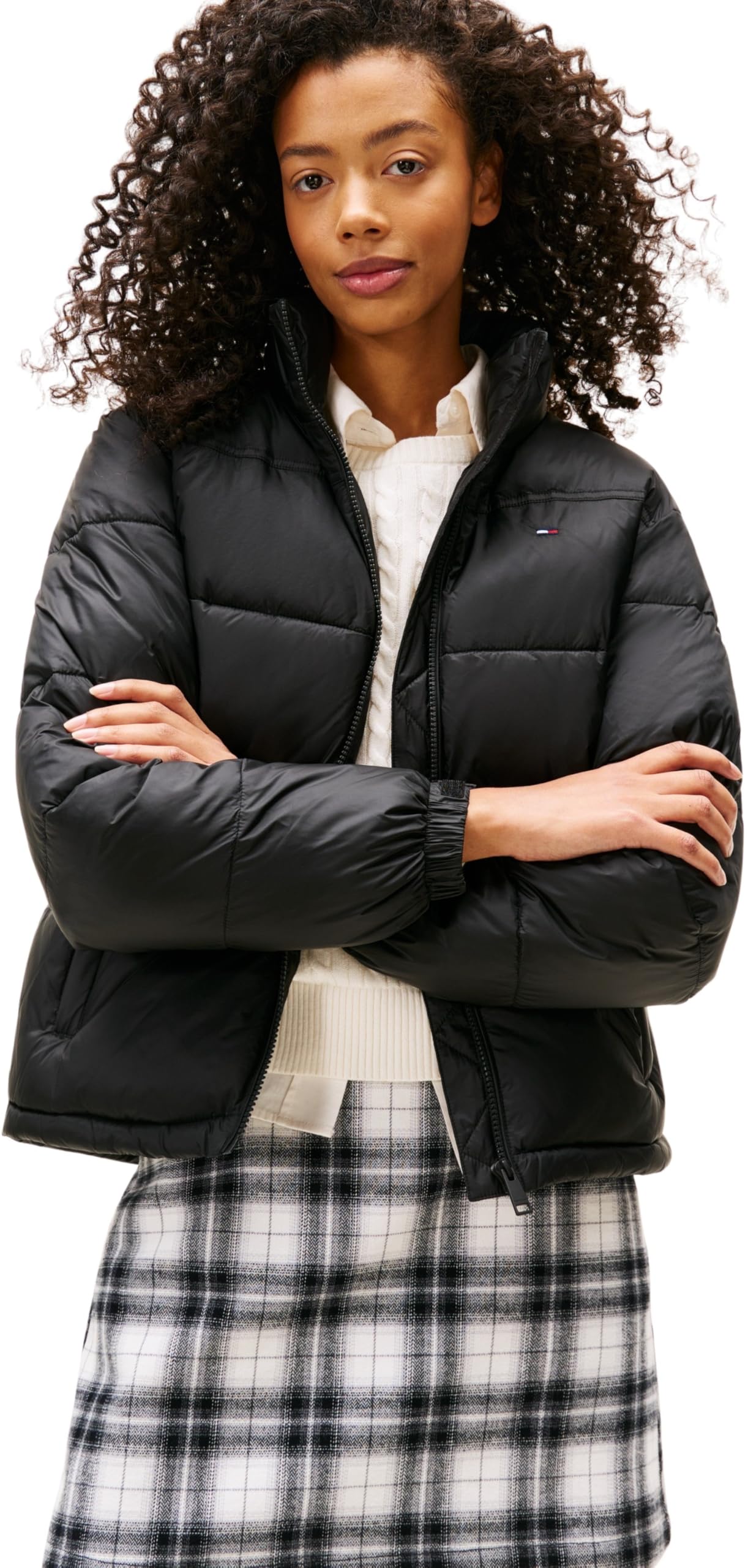 Tommy Jeans Women's Tjw Pckbl Hood Ess Puffer Ext Dw0Dw21619 Jacket, Black (Black), L