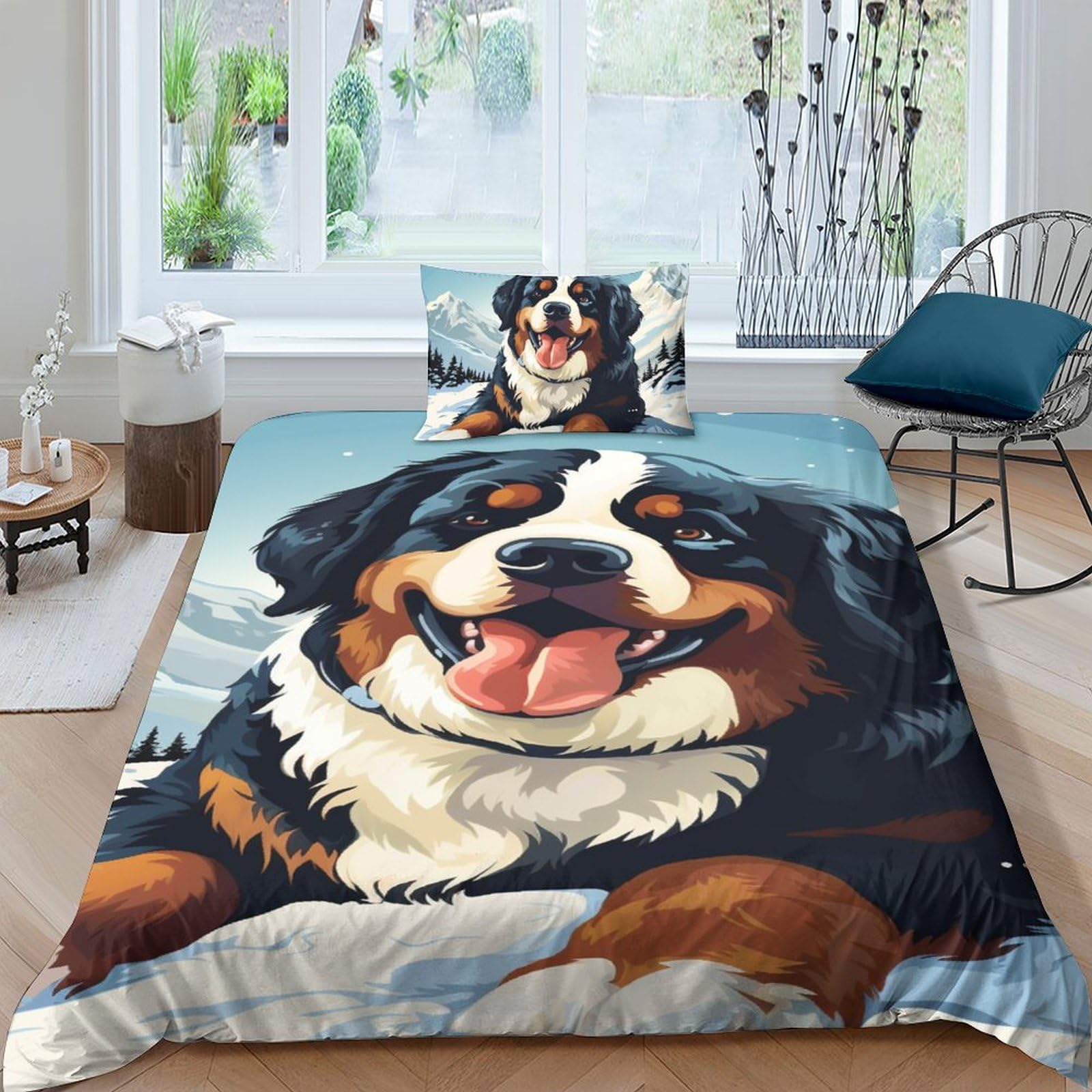 Cadeau parure de lit Bouvier Bernois motif 3D pour passionné d'animaux