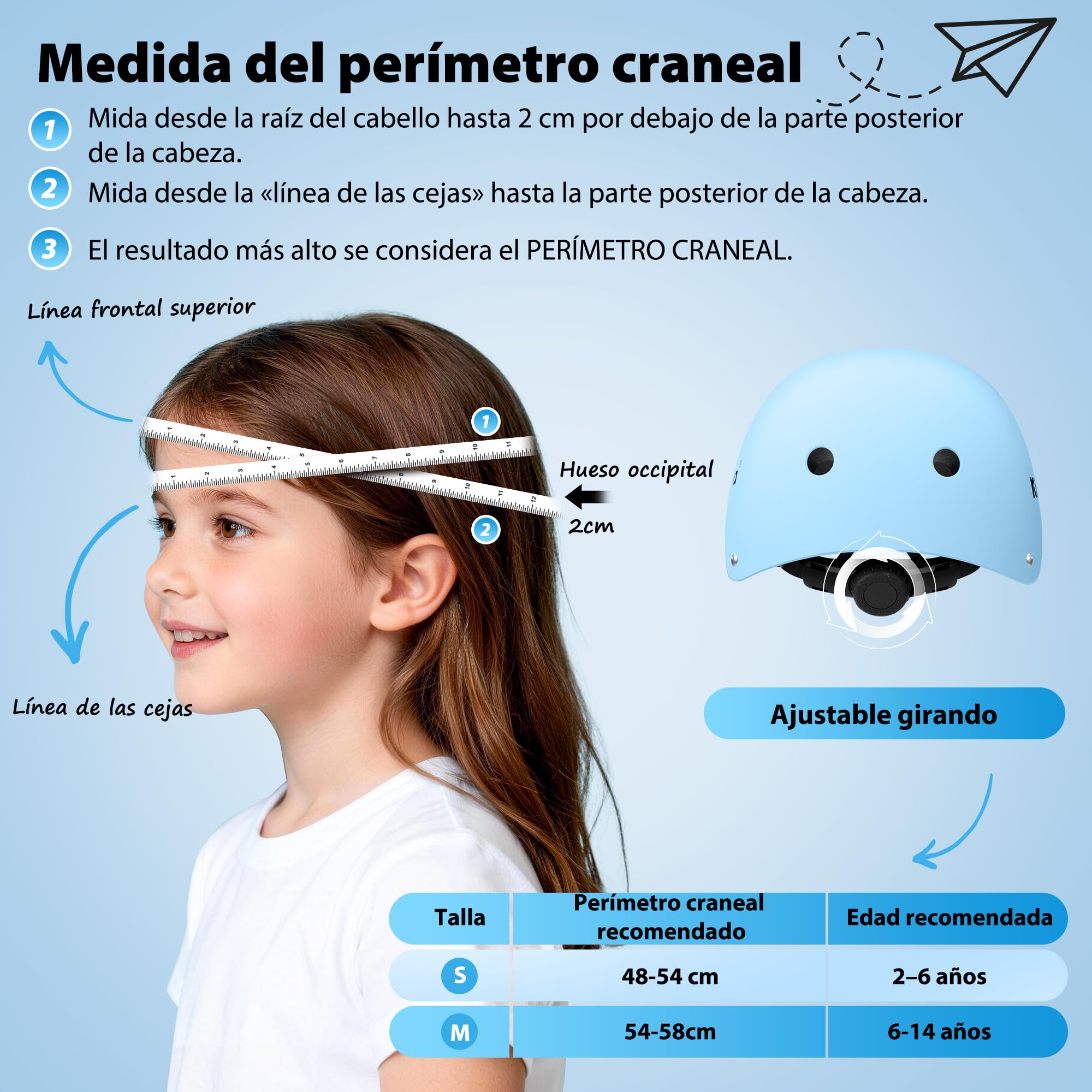 Casco Infantil - Casco Infantil Ligero con Carcasa Dura de ABS y Espuma EPS, Ajustable y Transpirable para Bicicleta, Patinete, Scooter y Patines en línea