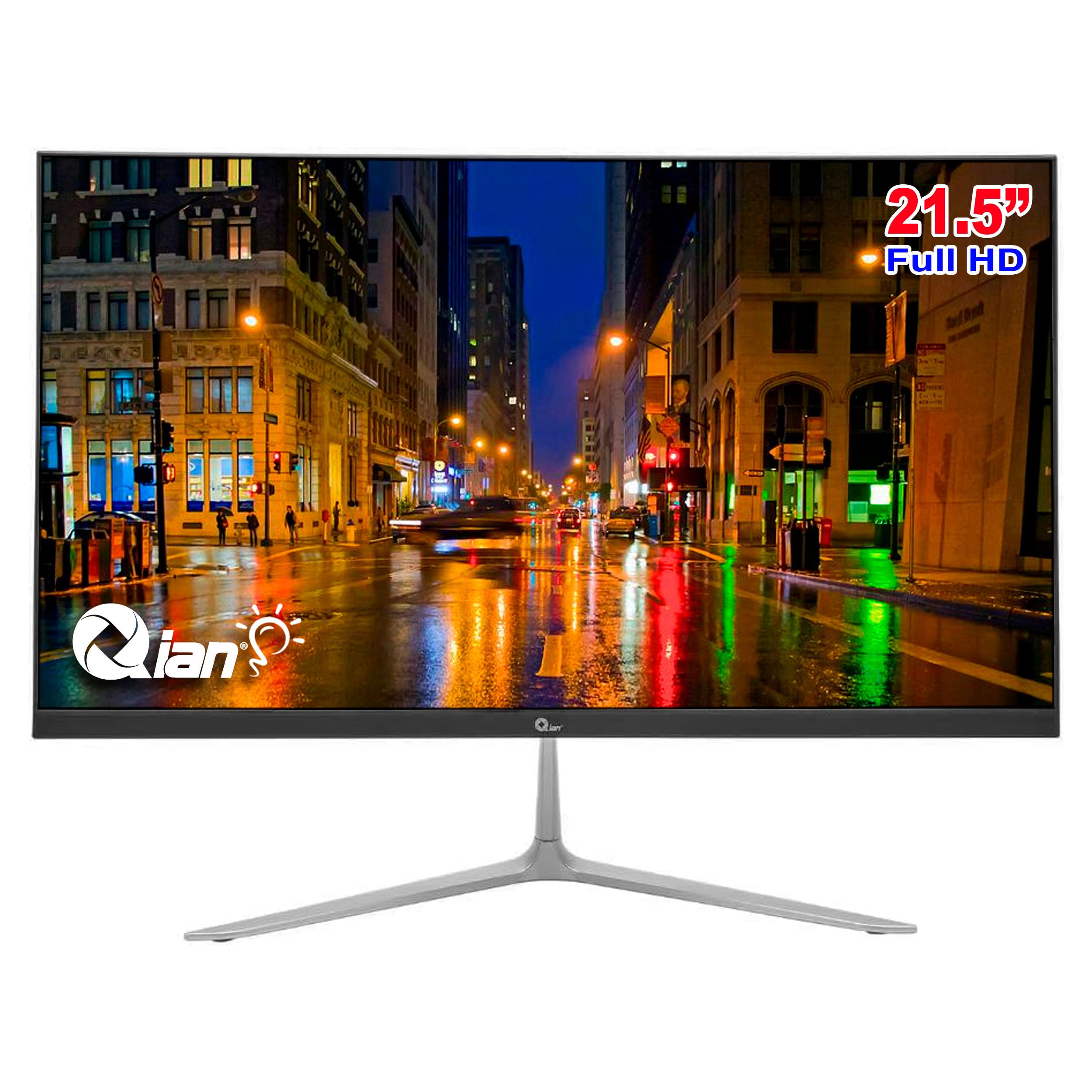 Qian 21.5" 1080P LED Computer Monitor, 16.7M Colors Full HD Display with Breath Taking Clarity, 75 Hz Refresh Rate Time Framless Monitor, 220cd/m2 | HDMI/VGA | 75x75mm VESA | Tilt Adjustable
