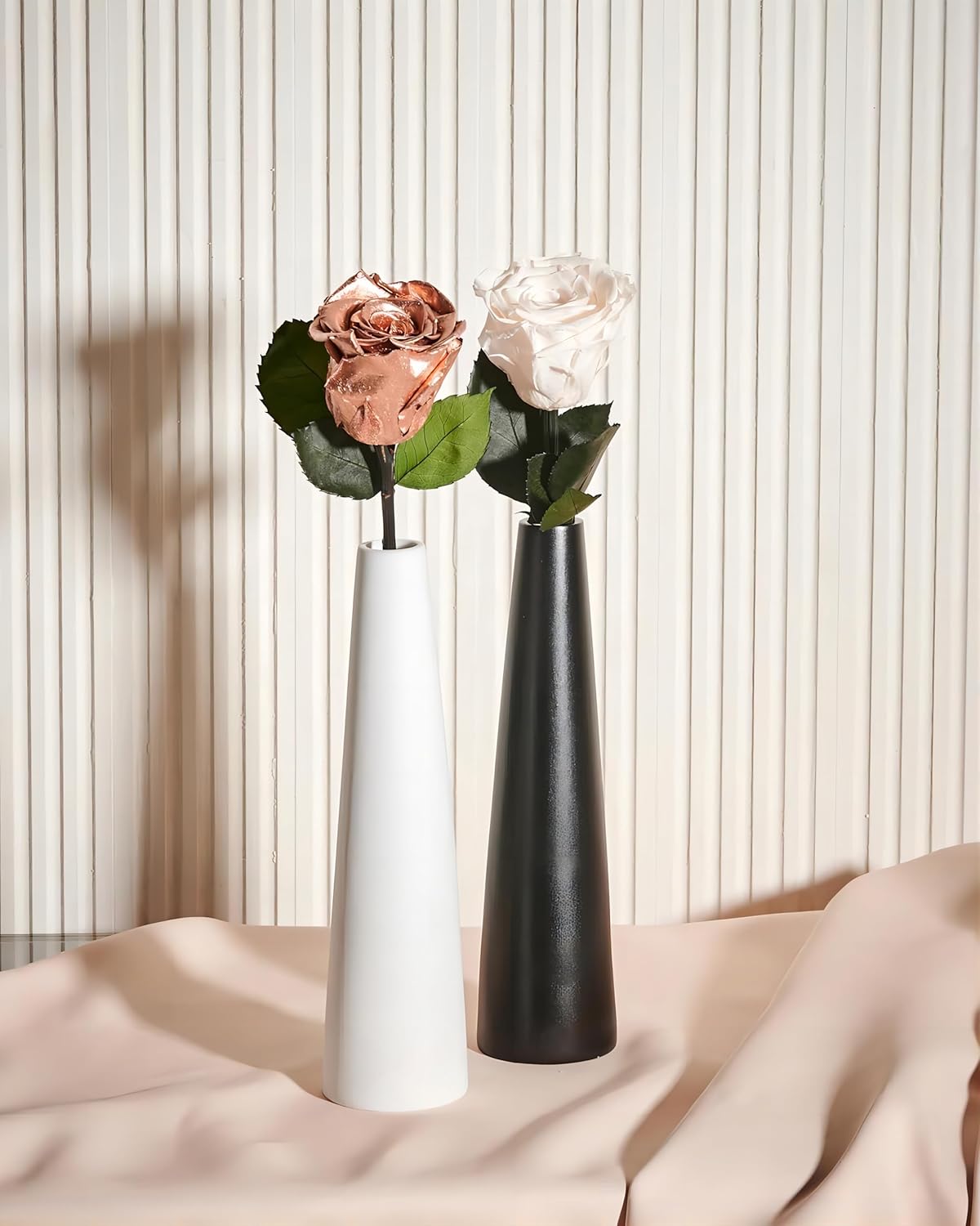 Preserved Flowers in Ceramic Vase, Real Touch Eternal Rose, No Need to Water, Decorative Roses, Valentine's Day Birthday Mother's Day for Wife Mom Women (Red)