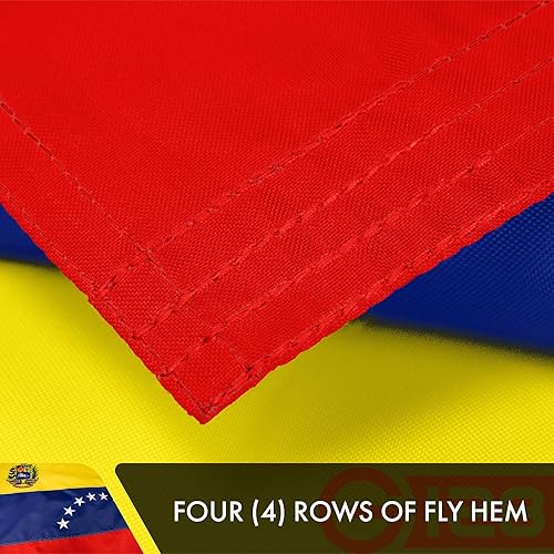 Miniatura 5 de G128 Bandera venezolana de 7 estrellas 3 x 5 pies Serie doble ToughWeave bordado de doble cara de poliéster 210D Bandera de país, diseño bordado,