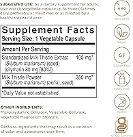 Vista 2 de Solgar Cardo mariano, 100 cápsulas vegetales – Soporte hepático – Potencia completa (FP) – Sin OMG, vegano, sin gluten, sin lácteos, Kosher – 100
