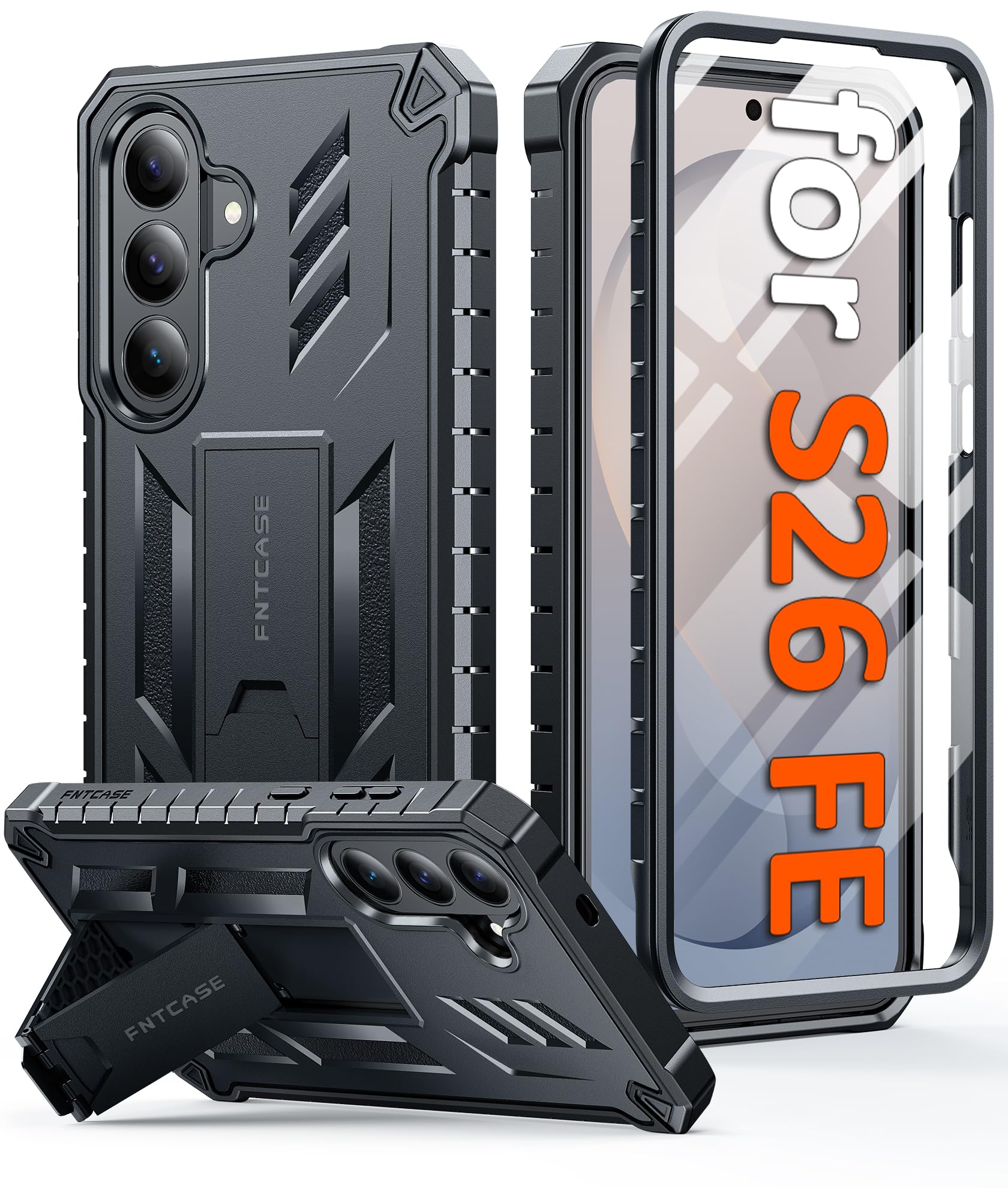 for Samsung Galaxy S26 FE Case, Built-in Screen Protector Kickstand