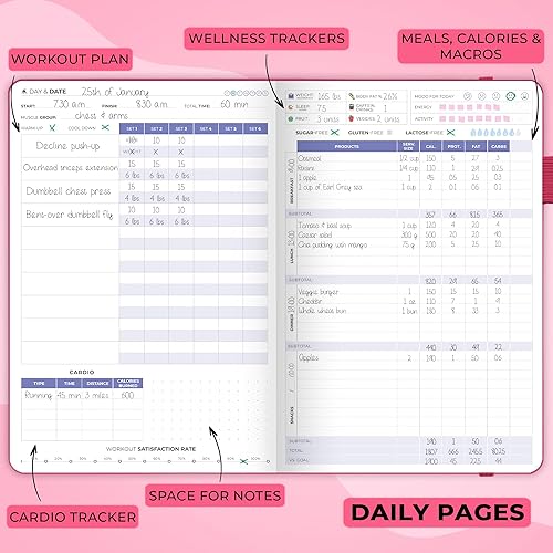 Vista 5 de Clever Fox Diario de fitness & Food – Planificador de nutrición y entrenamiento para mujeres y hombres – Libro de registro de ejercicio de dieta