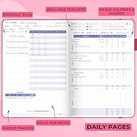 Clever Fox Fitness & Food Journal - Nutrition & Workout Planner for Women & Men - Diet & Gym Exercise Log Book with Calendars, Diet & Training Trackers - Undated, A5 Size, Hardcover (Fuchsia)