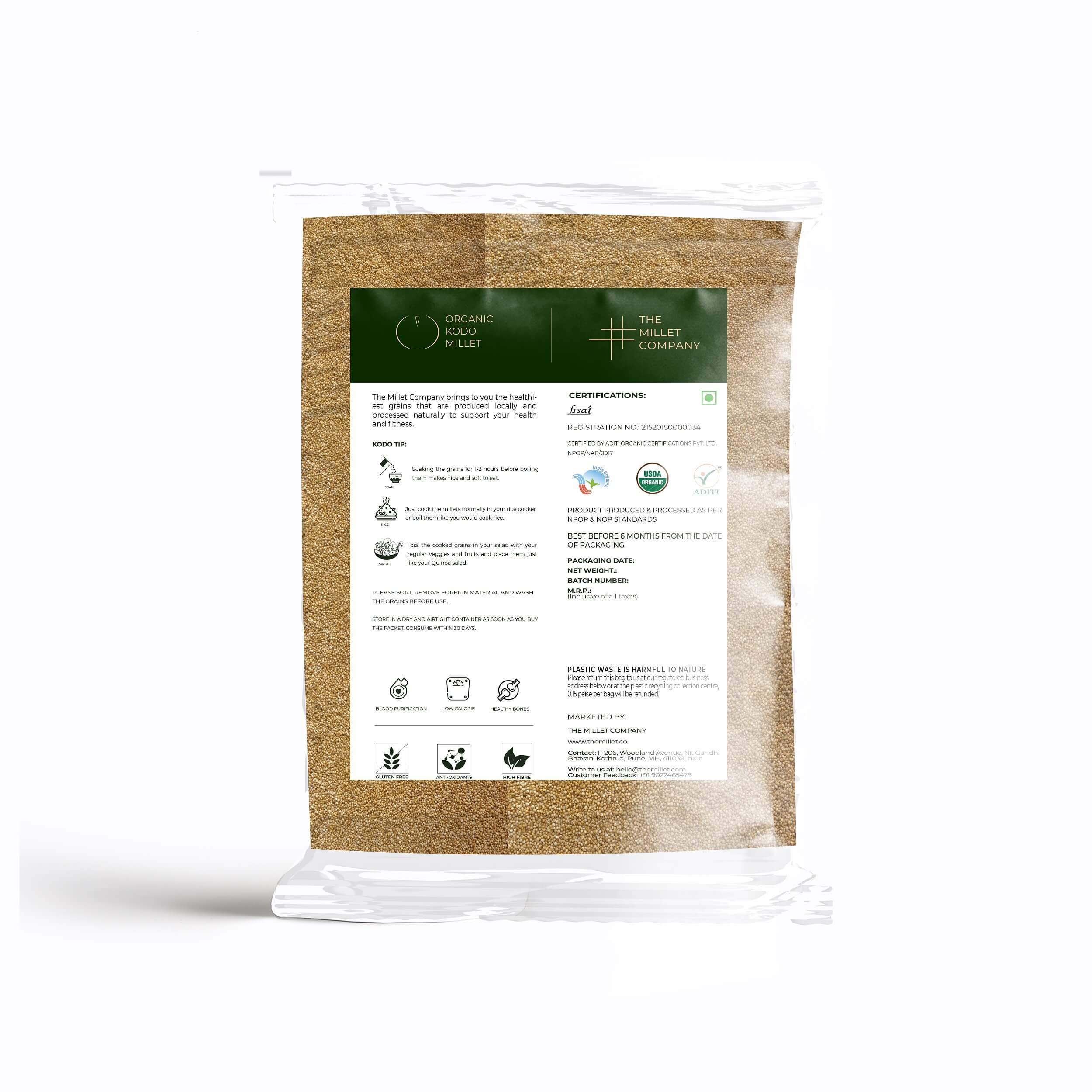 Buy The Millet Company Unpolished Kodo Millet 5 kg, Kodon, Gluten Free