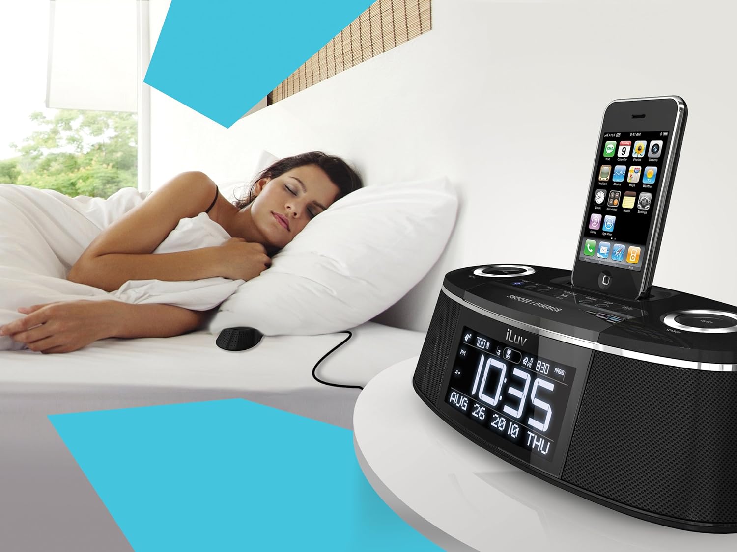 🔥 iLuv Vibe Plus Bed Shaker Dual Alarm Clock Dock for iPhone and iPod, (Black)