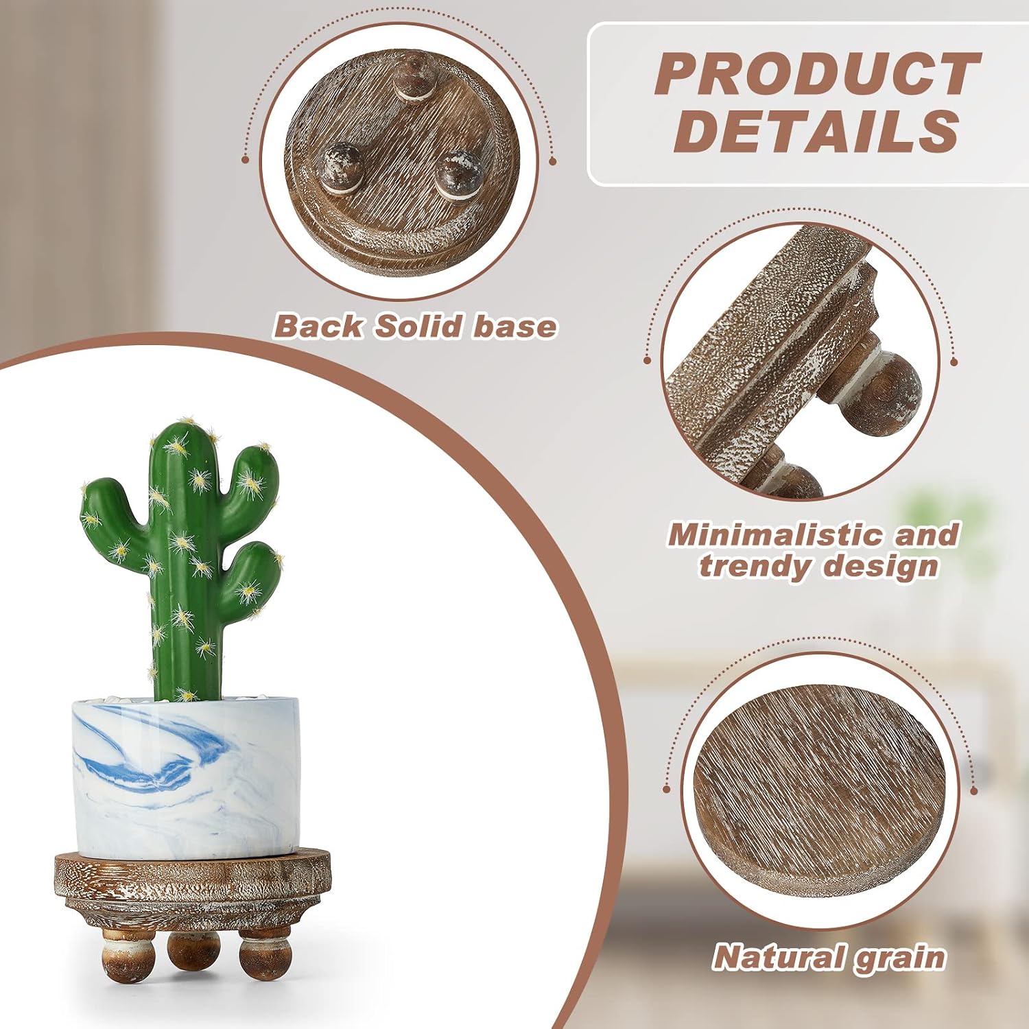 Set of 4 Mini Wooden Risers for Decor, Round Display Pedestals Stand, Brown