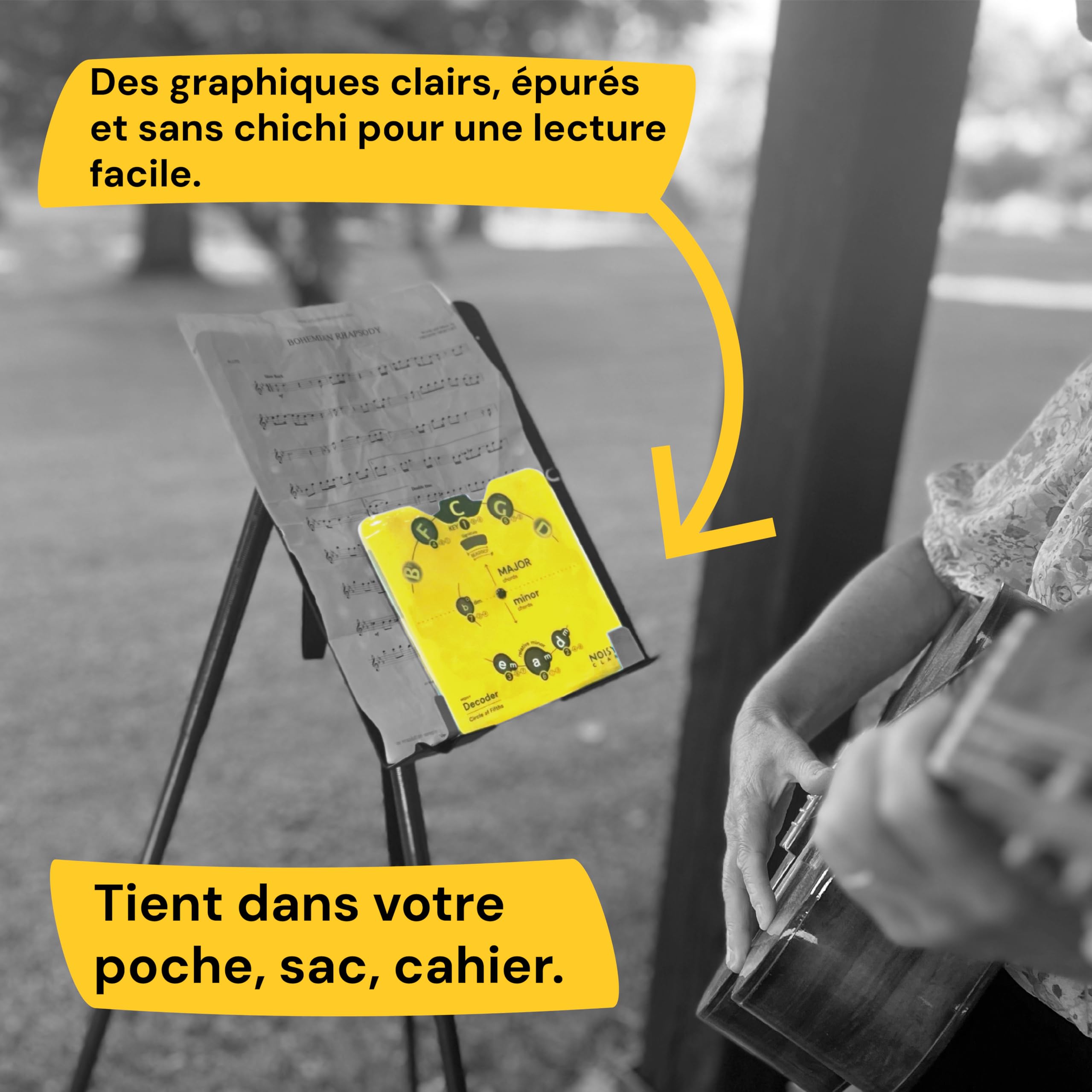 Noisy Clan Cercle des Quintes - Identifiez les Clés & Transposez la Musique Rapidement - Outil de Composition Mains Libres pour Tous Instruments - Roue Décodeur Pro 15cm