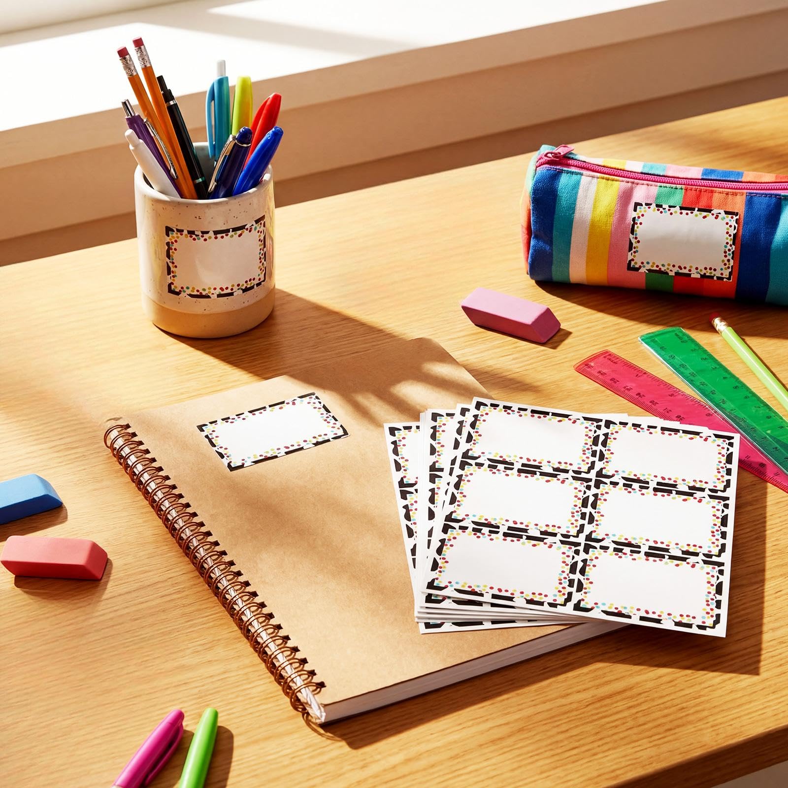 Tenceur 180 Stück bunte selbstklebende Etiketten für Notizbuch, 8,9 x 6,3 cm, Regenbogen-dekorative Etiketten für Büro, Zuhause, Bücher, Klassenzimmer, Organisationsbedarf