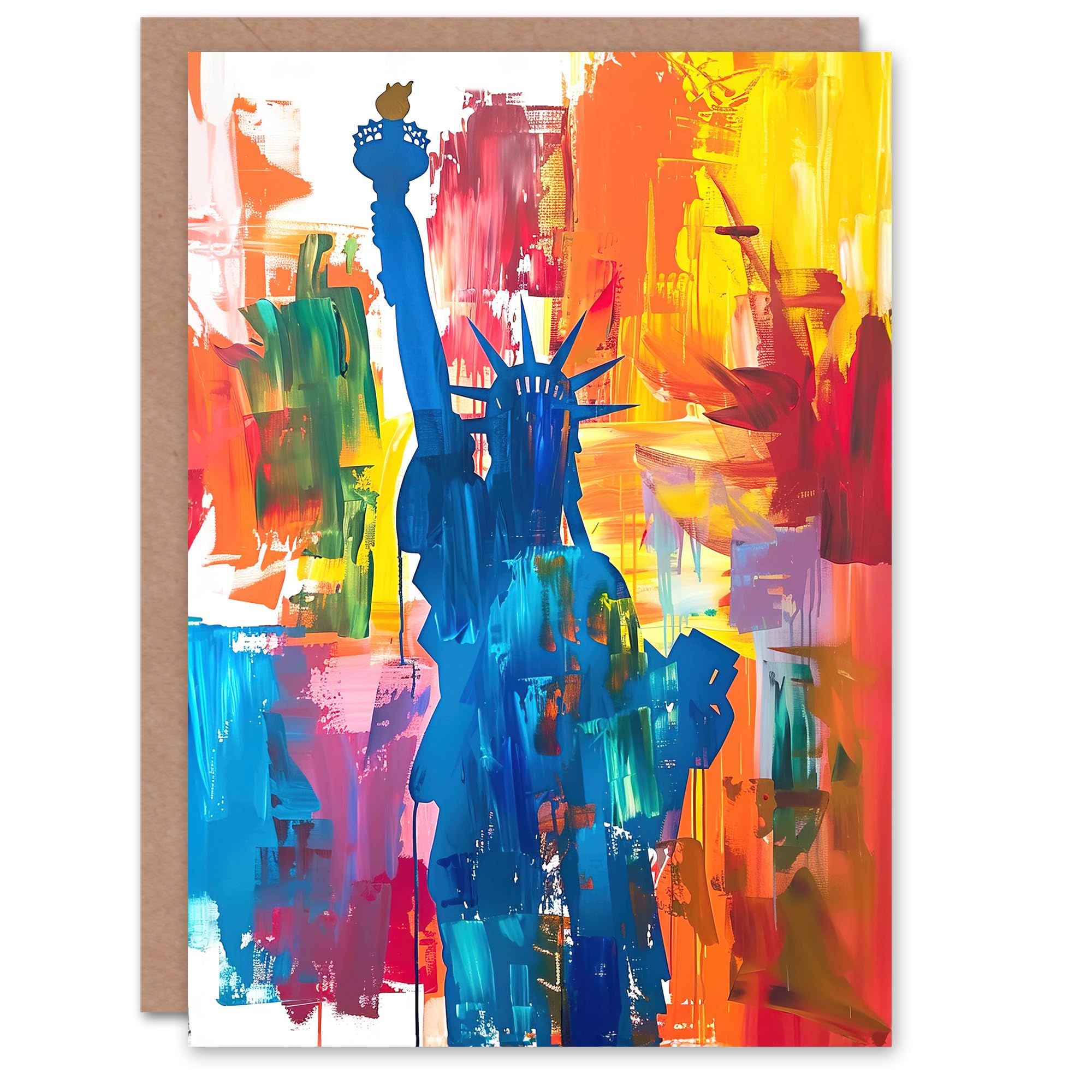 Artery8 Greeting Card Statue of Liberty NYC Colourful Bright Acrylic Blank For Him Or Her Art Birthday Card