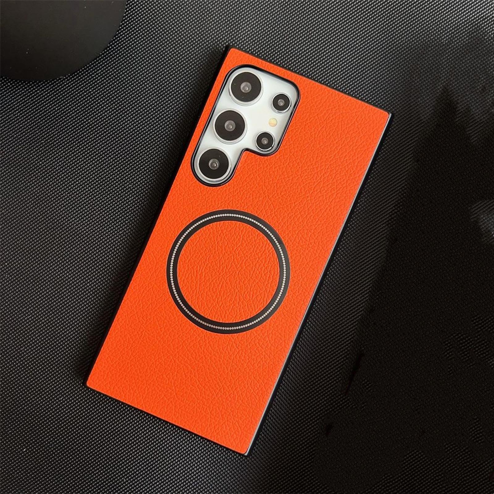 Housse cuir Samsung Note 20 Plus orange magnétique protégeant l'écran - 6