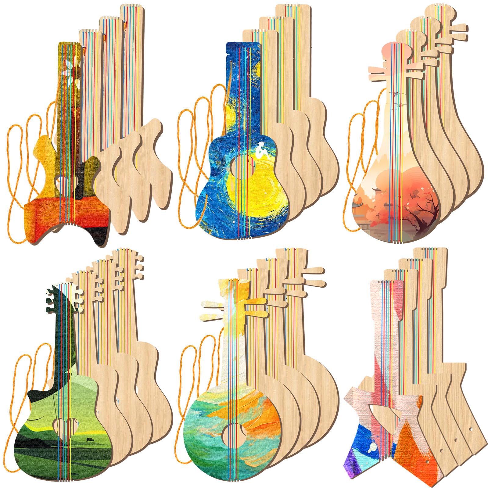 Syhood 36 Pcs DIY Wood Guitar Cutouts for Kids 12.4'' x 6.5... Syhood 36 Pcs DIY Wood Guitar Cutouts for Kids 12.4'' x 6.5...