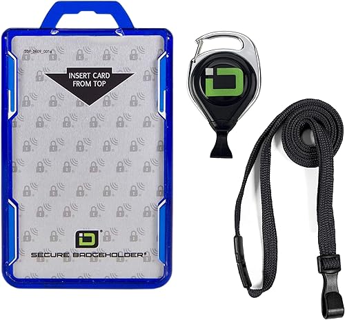 Funda para tarjeta identificadora Stronghold, 2 fundas de tarjetas identificadora con cordón y carrete retráctil, PIV, CAC y tarjetas de trabajo,