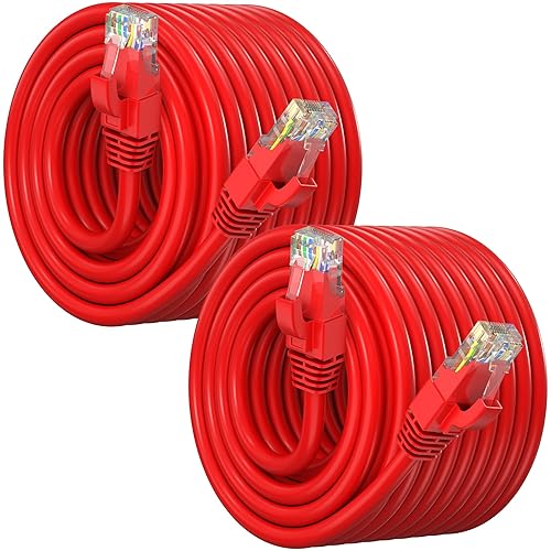 Miniatura 64 de Maximm Cable Ethernet Cat 6 de 30 pies (paquete de 2) – Cable LAN de alta velocidad, cable de Internet, cable de conexión y cable de red – UTP, 10