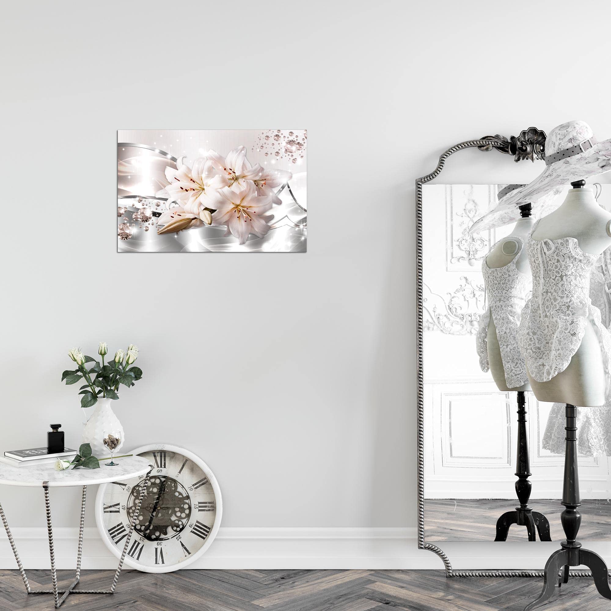 Runa Art Cuadro Flores Lirios Moderno Murales - 100% Made In Germany - Diamante Beige Gris Corredor 021815a