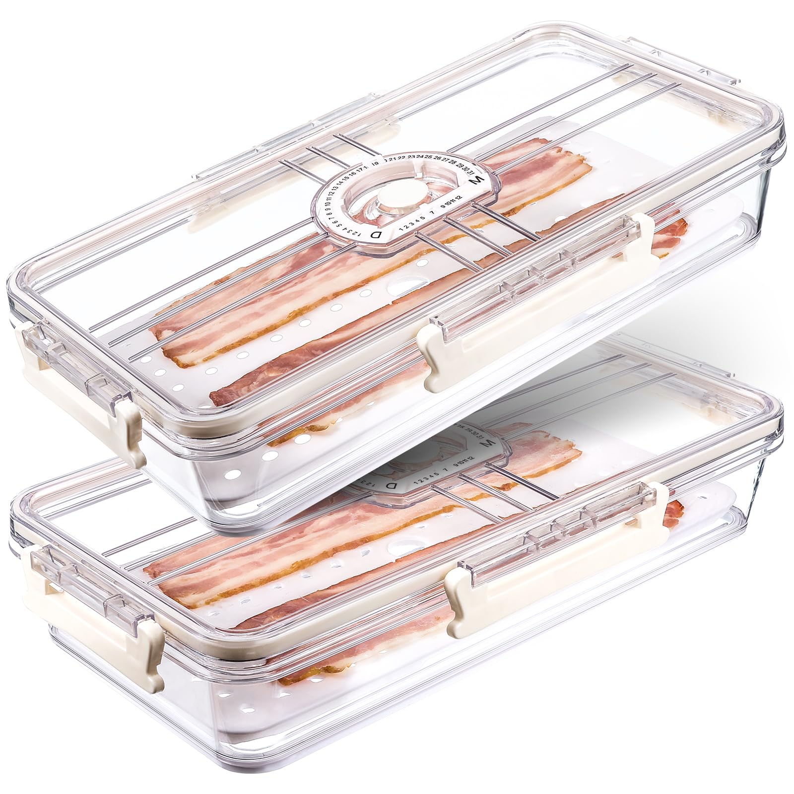Amazon.com: 2 Pack Bacon Container with Lids for Refrigerator, Deli ...