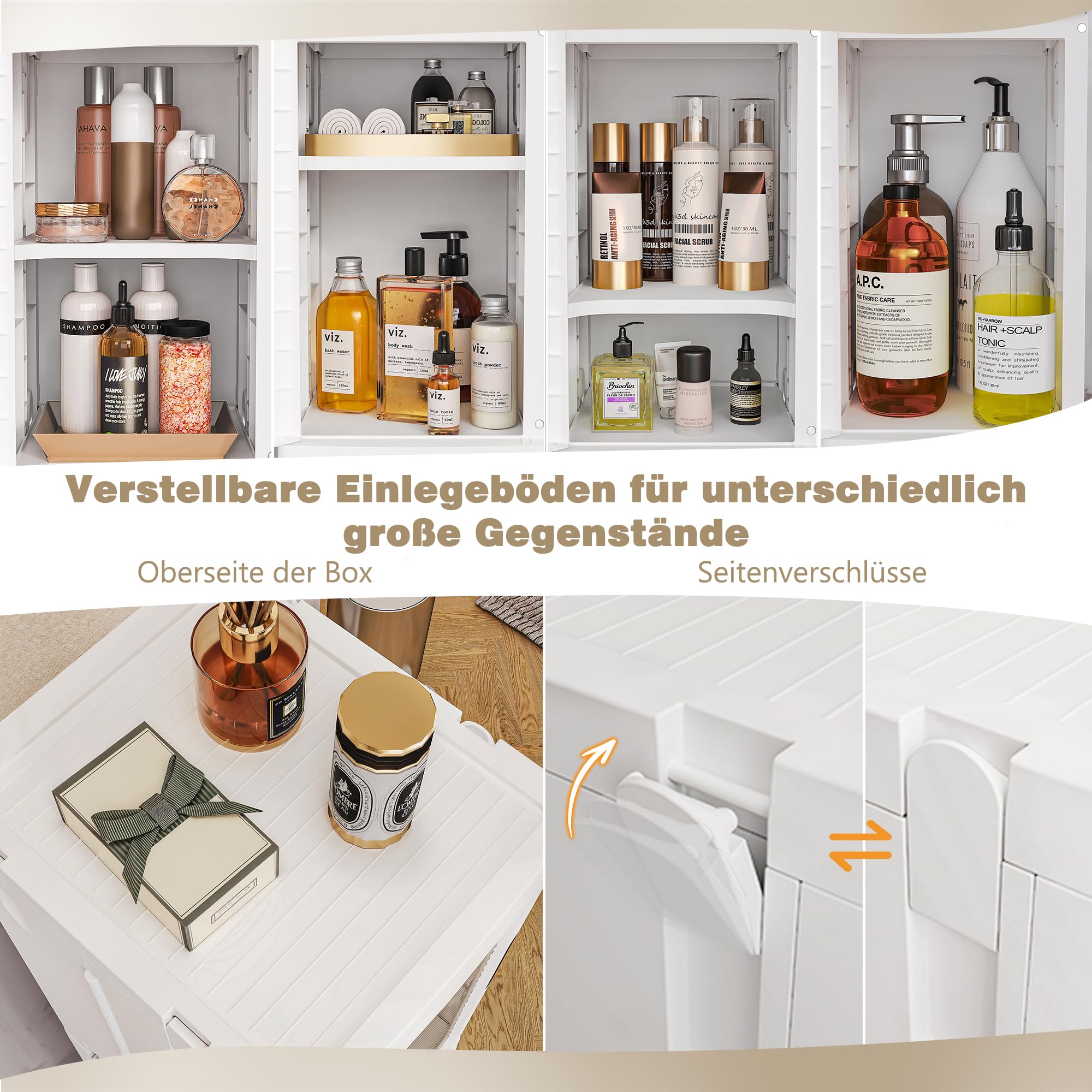 VECELO Schmaler Badezimmerschrank 24 cm, Kunststoff Aufbewahrungsschrank mit transparenter Tür, Rollen und verstellbaren Einlegeböden, platzsparender Organizer für Bad, Küche, 24 x 28 x 166 cm