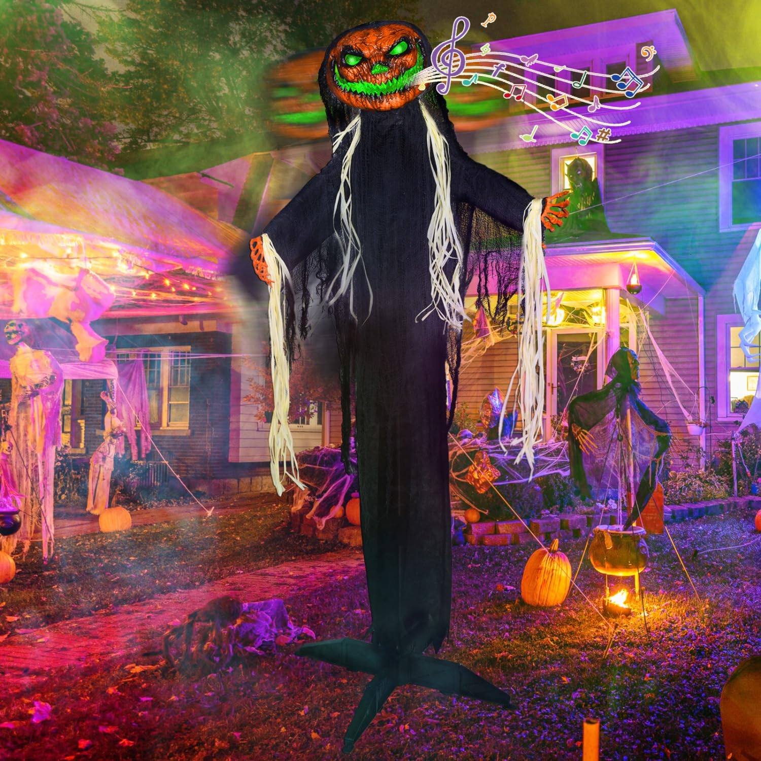 Snapklik.com : JETEHO Animated Halloween Decorations Outdoor, Life-Size