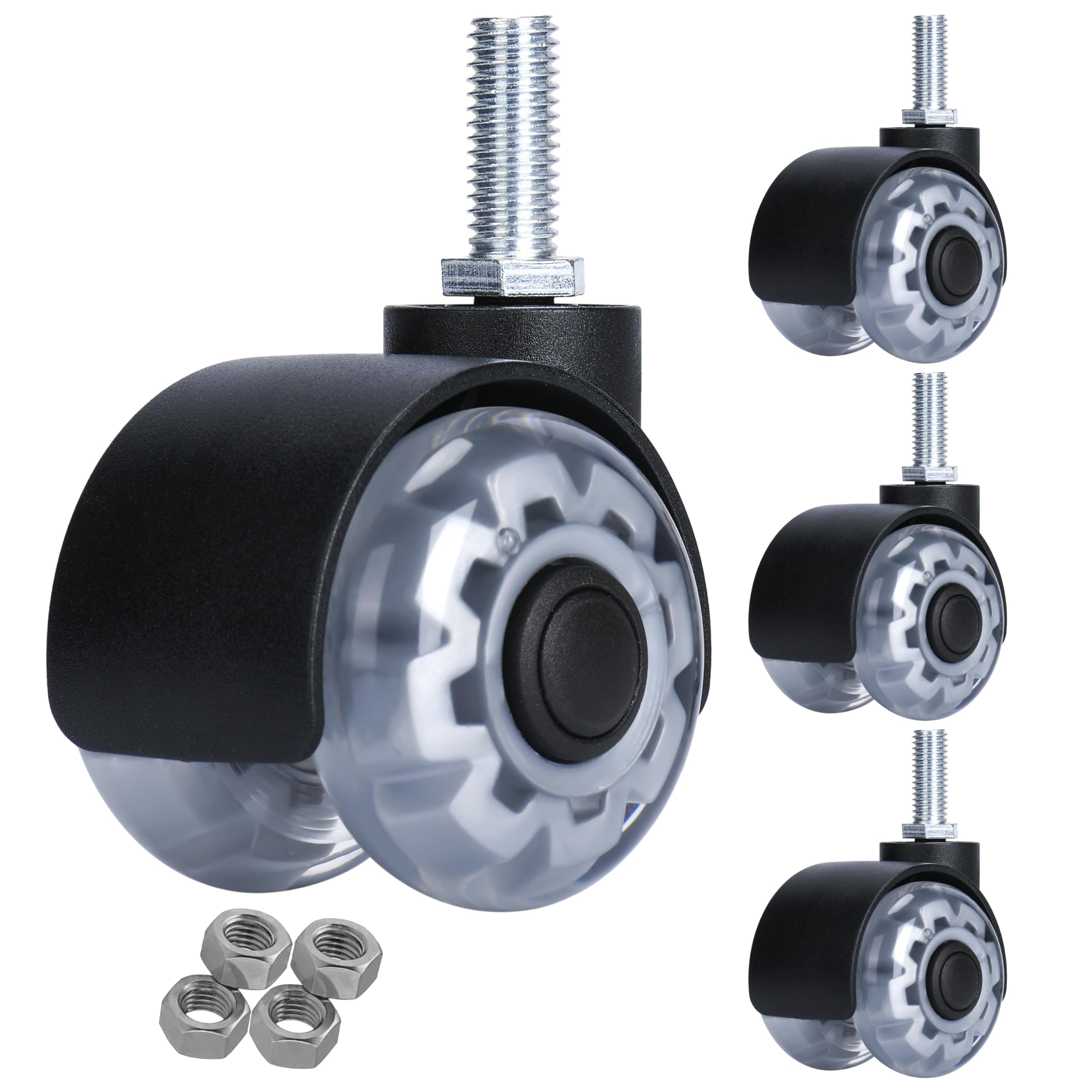 Photo 1 of 2” Office Chair Caster with M10 x 25 Threaded Stem Heavy-Duty Smooth Rolling Safe for All Floors Silent and Durable Replacement for Home and Office Chairs