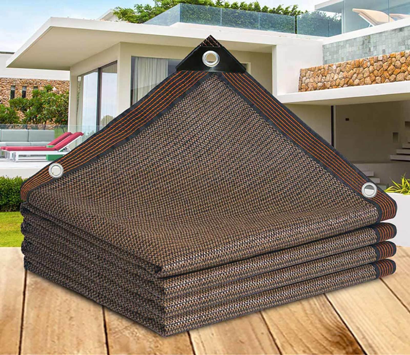 WQPMNYG Outdoor Shade Cloth with Grommets90% UV Blockage Breathable Garden Shade Netting for Patio Greenhouse Barn RoofBrown 6x6m