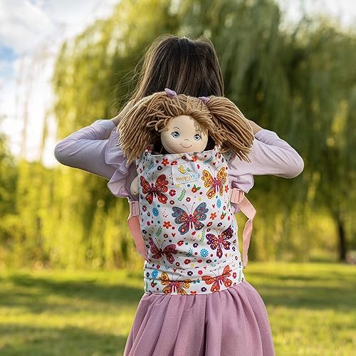Miniatura 3 de HappyVk Portabebés para muñecas de juguete, portador delantero y trasero para niñas pequeñas, accesorios de muñeca mariposa