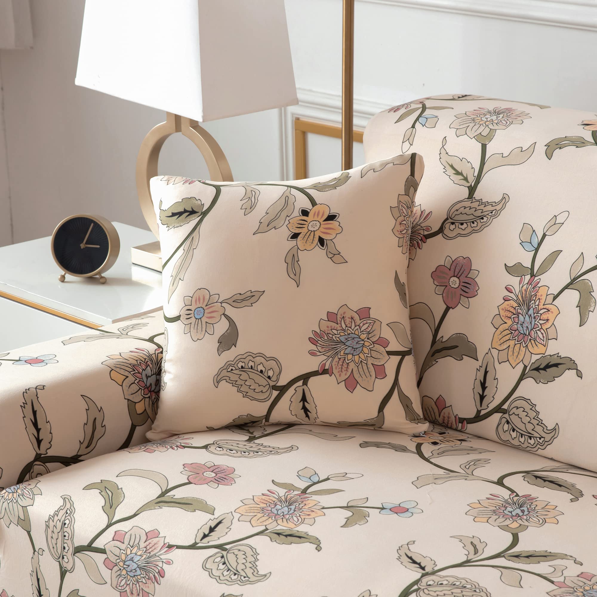 Fundas Elasticas Ajustables para Sofa 1/2/3/4 Plazas Protector de Muebles Antideslizante (FloresDecorativas, 181-230 cm)