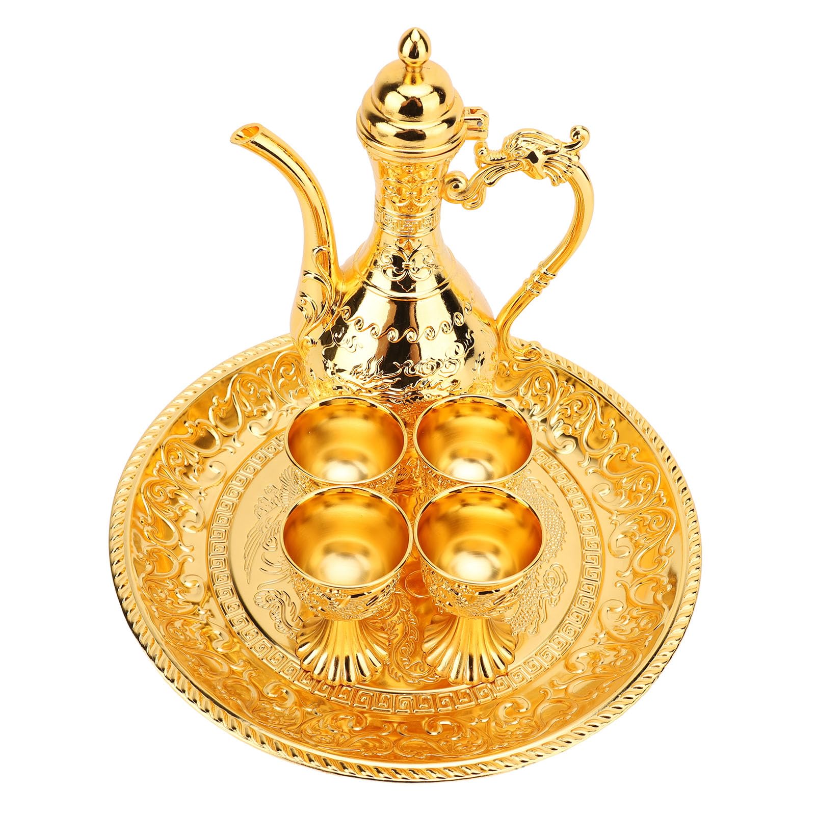 Annadue Set da tè Turco da 6 Pezzi, Vintage, Metallo, Bronzo (GOLD)