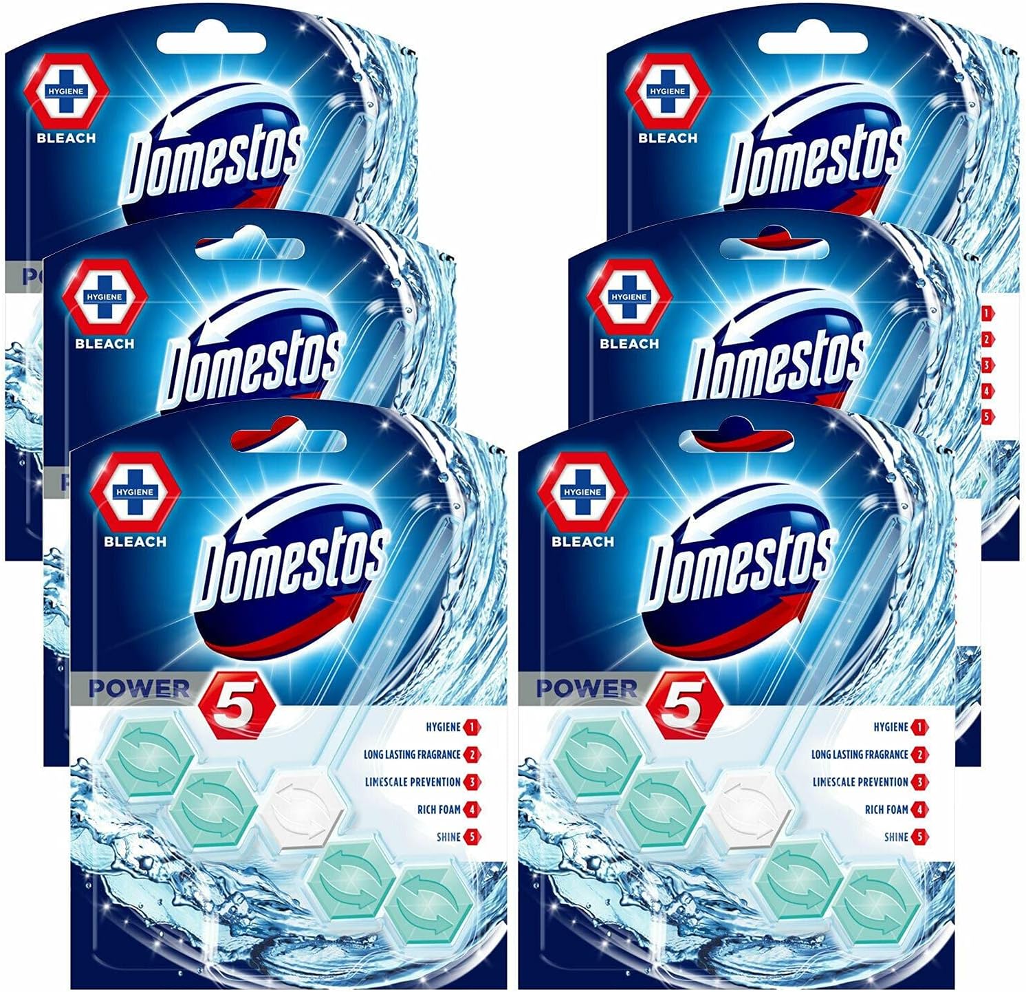 MAXI PACK 4X 6X 10X DOMESTOS POWER 5 RIM BLOCK TOILET BOWL CLEANER - Foto 4