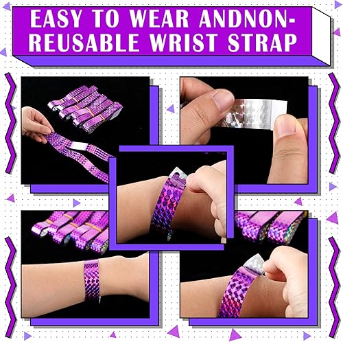 Vista 45 de Epakh 600 pulseras de papel de neón, impermeables, para eventos, ligeras, para conciertos, pulseras adhesivas de color neón para fiestas