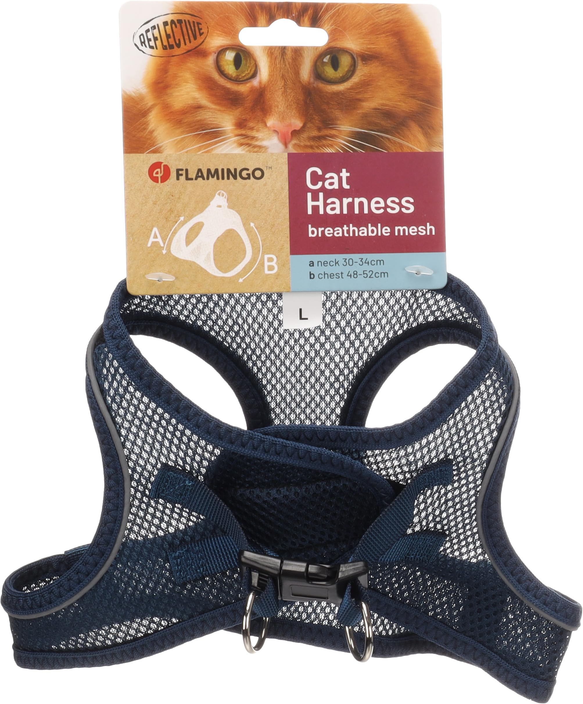 Flamingo Cat Harness Step&Go Berta Dark blue L 30-34cm 48-52cm