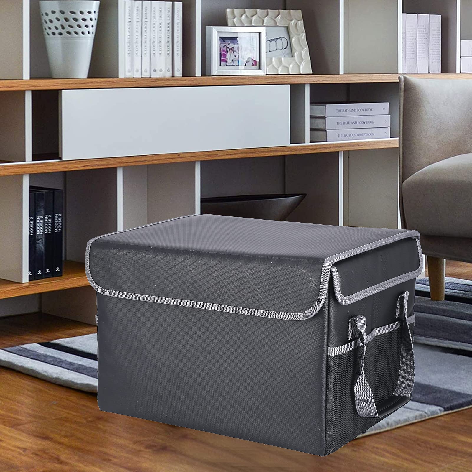 Feuerfeste Dokumentenbox, faltbarer Aktenschrank mit Nylonfutter, tragbare Aktenaufbewahrungsboxen für das Büro zu Hause, Schule, 39,5 x 31 x 25,5 cm