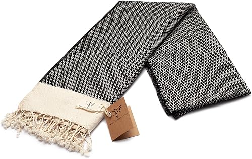 Miniatura 37 de SMYRNA TURKISH COTTON - Toalla de playa turca original de la serie Herringbone Algodón, prelavada, 37 x 71 pulgadas Toalla de baño peshtemal