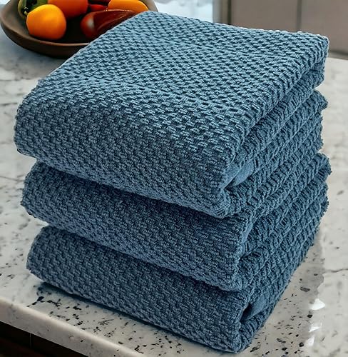 Miniatura 75 de Toallas de cocina verde salvia: 100% algodón paño de limpieza suave secado absorbente textura Terry Loop, juego de 3 multiusos para uso diario Negro