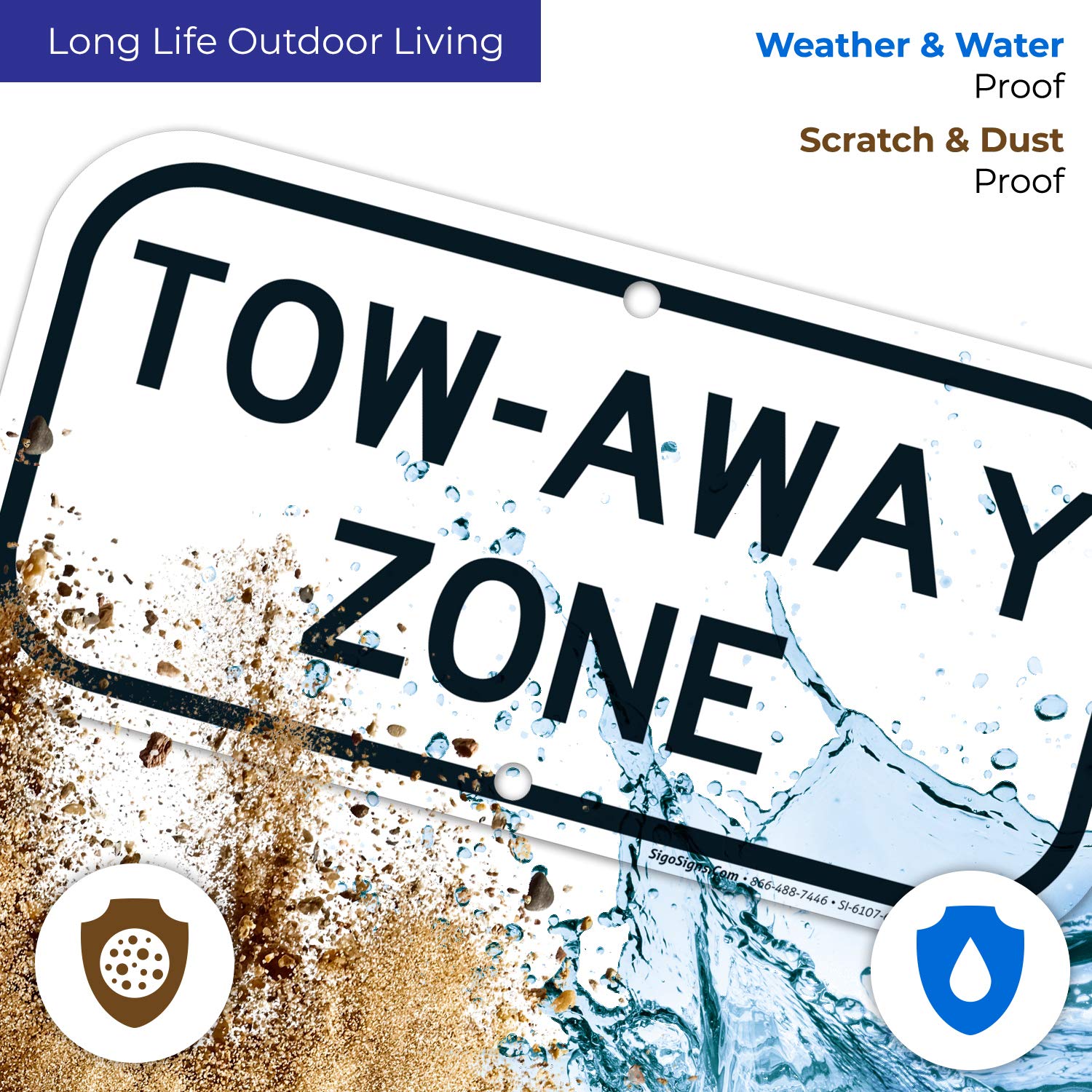Tow Away Zone Sign, No Parking Sign, 6x12 Inches, Rust Free