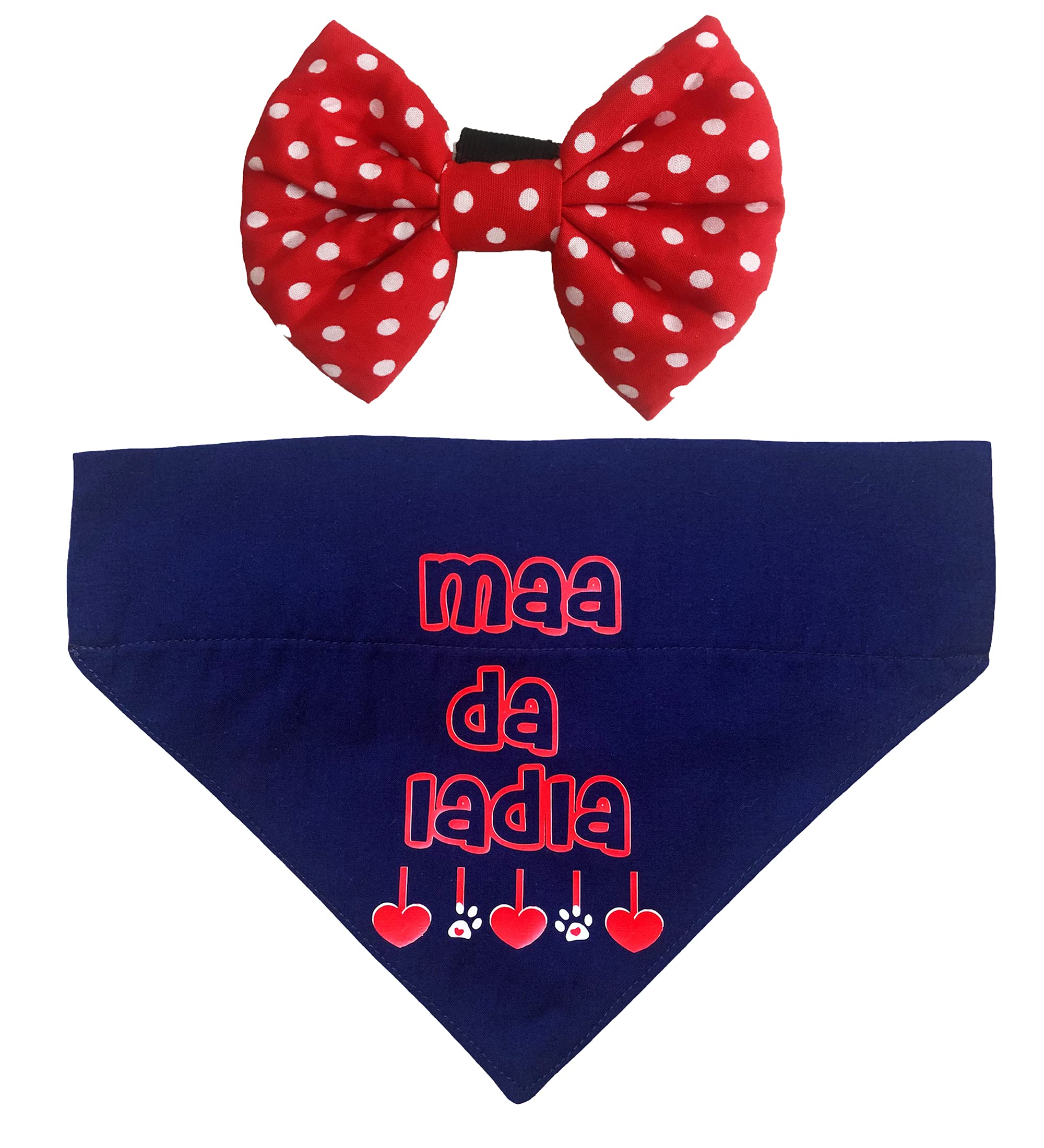 Bowtie and Bandana for Pets: Polka Dot Dog Bow, Maa da Ladla Quirky Dog Bandana (Red & Blue) (B09GYR66CT) Amazon Price History, Amazon Price Tracker