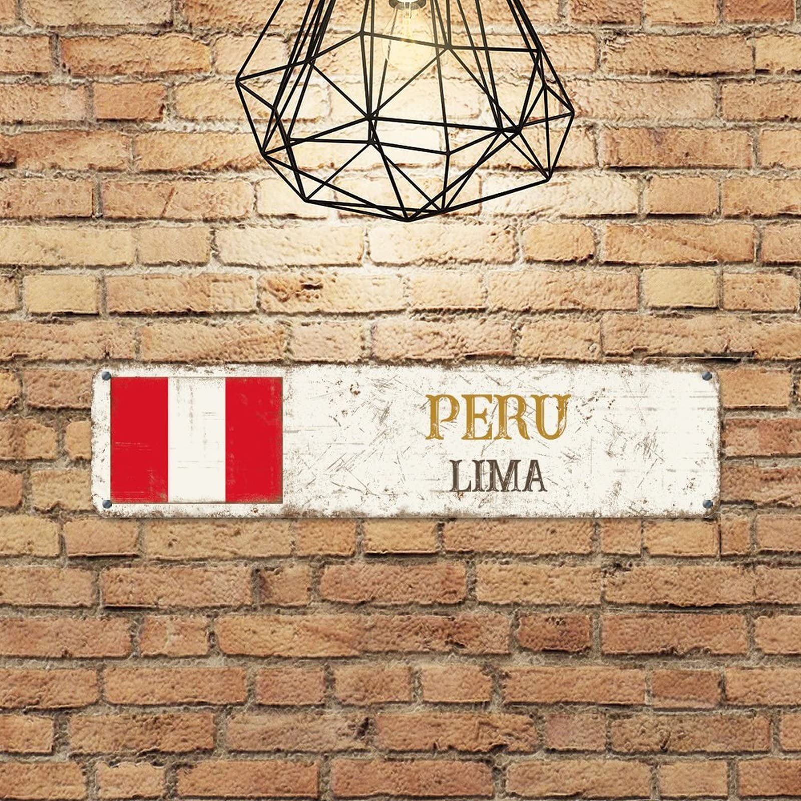Plaque Métallique Décorative Pérou Lima - Aluminium 7,6 X 30,5 Cm - Impression UV Résistante - Pour Décoration Murale Intérieure/extérieure