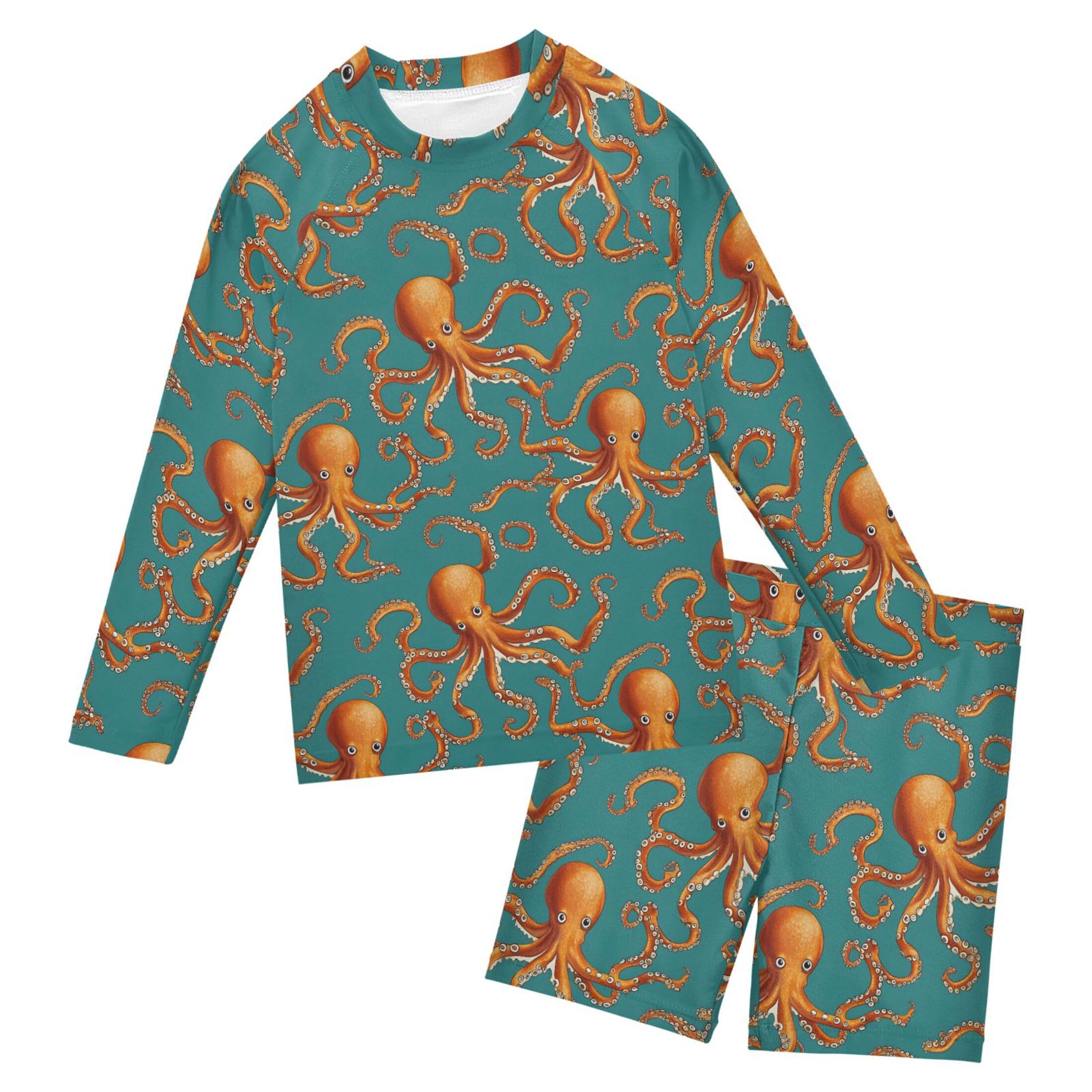 Octopus Animal Toddlers and Baby Boys' Swimsuit Trunk and Rashguard Set B0403855