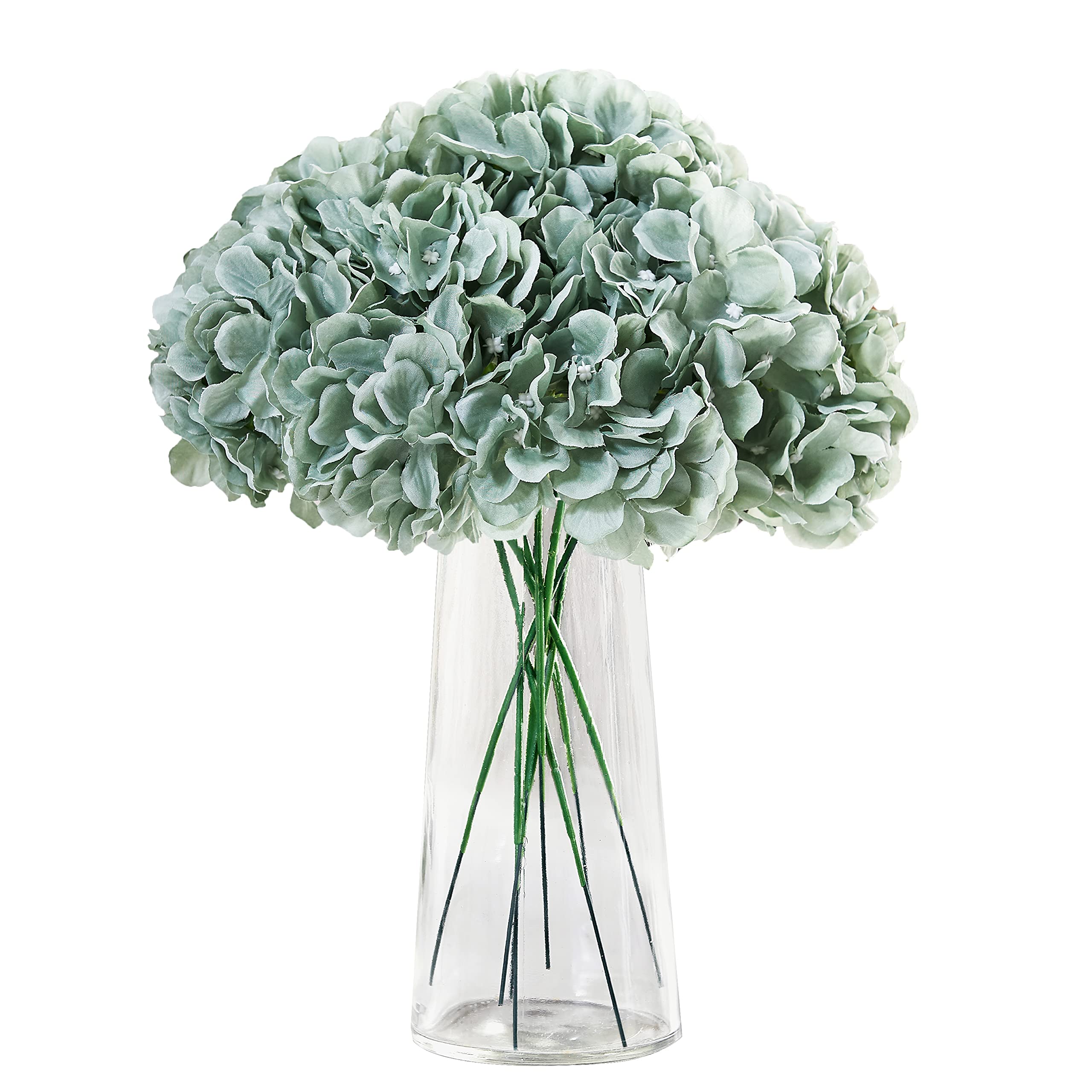 Carlita's Blooms Hydrangea Flowers Artificial Silk Hydrangea Pack of 10 Flowers Head with Stems for Wedding Party Home Decor (Sage Green)