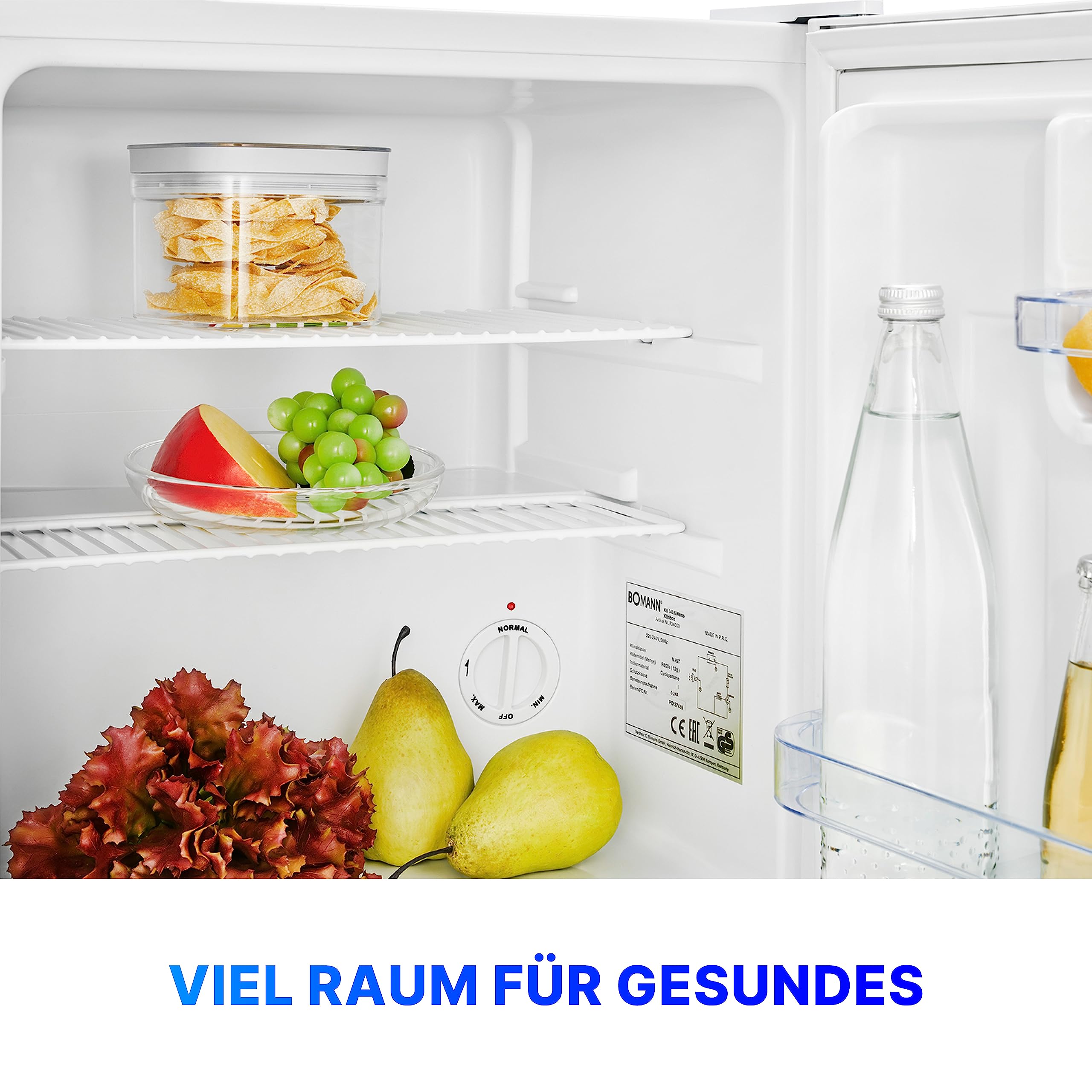 Bomann® Mini Kühlschrank 42 Liter | Getränkekühlschrank klein für Büro, Camping und Gaming | kleiner Kühlschrank leise 39 dB | Minibar mit wechselbarem Türanschlag | 51x45x45 cm | KB 7346 weiß