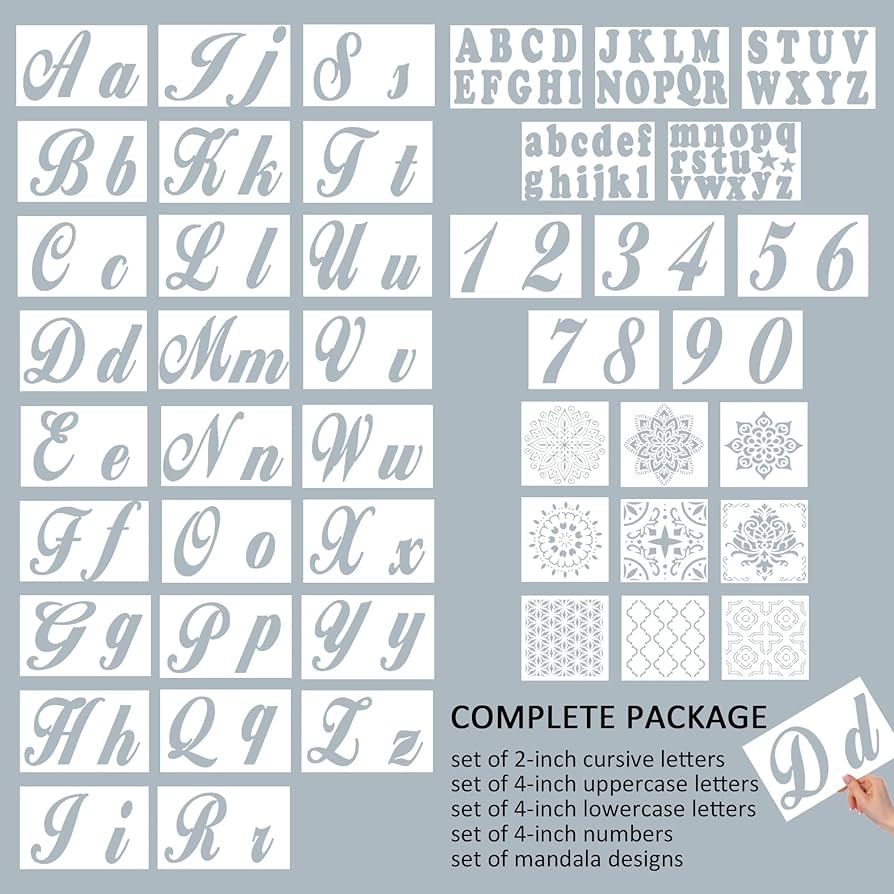 Amazon.co.jp: L レターステンシル 45 再利用可能 筆記体 アート