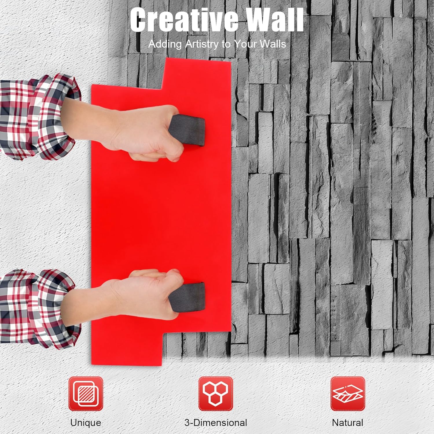Concrete Cement Pad Stamp Tool Slate Seamless Embossing Texture Pad Polyurethane Stamping Concrete Pressure Die for Texture Skin Slate, Stone Pattern Decoration